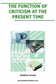 Tapa de Function of Criticism at the Present Time, The