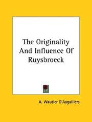 Tapa de The Originality And Influence Of Ruysbroeck