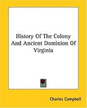 Tapa de History Of The Colony And Ancient Dominion Of Virginia
