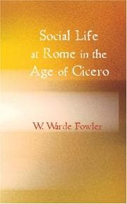 Tapa de Social life at Rome in the age of Cicero