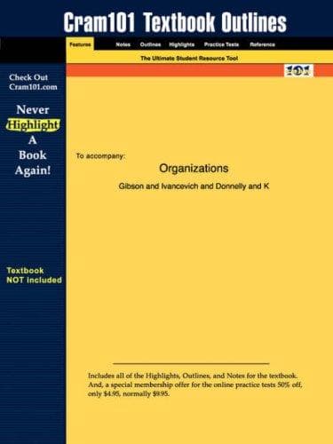 Tapa de Outlines & Highlights for Organizations by Gibson, ISBN