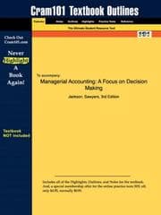 Tapa de Outlines & Highlights for Managerial Accounting : A Focus on Decision Making by Jackson, ISBN