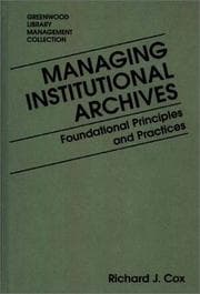 Tapa de Managing institutional archives