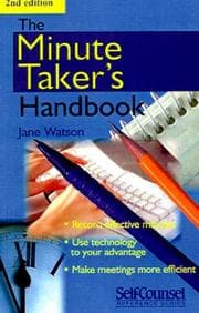 Tapa de The Minute Taker's Handbook (Self-Counsel Reference Series)