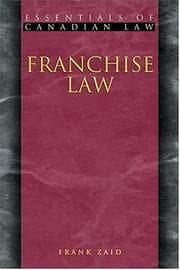 Tapa de Franchise Law (Essentials of Canadian Law)