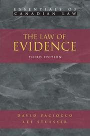 Tapa de The Law of Evidence (Essentials of Canadian Law)