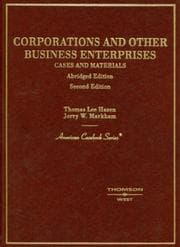 Tapa de Corporations And Other Business Enterprises, Cases And Materials