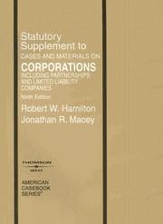 Tapa de Statutory Supplement to Cases and Materials on Corporations Including Partnerships and Limited Liability Companies, Ninth Edition (American Casebooks)
