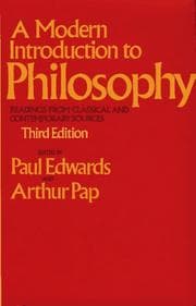 Tapa de MODERN INTRODUCTION TO PHILOSOPHY, 3RD ED (Free Press Textbooks in Philosophy)