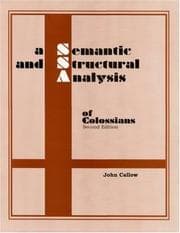 Tapa de A semantic and structural analysis of Colossians