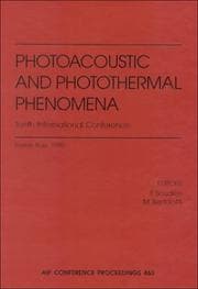 Tapa de Photoacoustic and photothermal phenomena