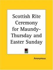 Tapa de Scottish Rite Ceremony for Maundy-Thursday and Easter Sunday
