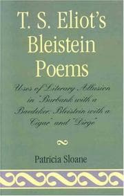 Tapa de T.S. Eliot's Bleistein poems