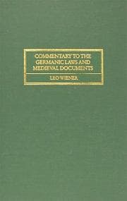 Tapa de Commentary to the Germanic Laws and Medieval Documents