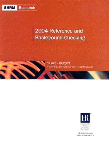 Tapa de 2004 Reference and Background Checking Survey Report