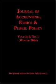 Tapa de Journal Of Accounting, Ethics & Public Policy, No. 1