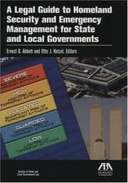 Tapa de A legal guide to homeland security and emergency management for state and local governments