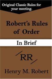 Tapa de Robert's Rules of Order (In Brief)