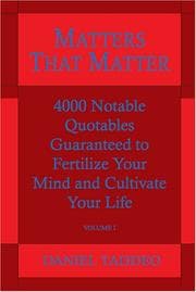 Tapa de Matters That Matter Vol. 1
