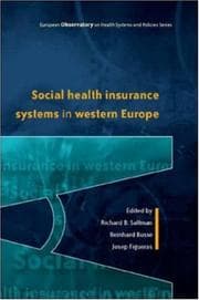 Tapa de SOCIAL HEALTH INSURANCE IN WESTERN EUROPE; ED. BY RICHARD B. SALTMAN