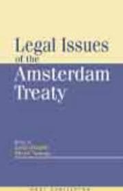 Tapa de Legal issues of the Amsterdam Treaty