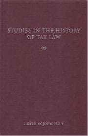 Tapa de Studies in the history of tax law