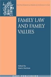 Tapa de Family Law And Family Values (O~nati International Series in Law and Society)