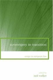 Tapa de Sovereignty in Transition (Essays in European Law)
