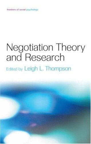 Tapa de Negotiation Theory and Research