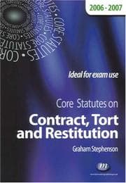 Tapa de Core Statutes on Contract, Tort And Restitution 2006-07 (Core Statutes)