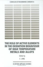 Tapa de Role of Active Elements in the Oxidation Behaviour of High Temperature Metals and Alloys, The