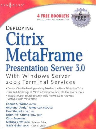 Tapa de Deploying Citrix MetaFrame presentation server 3.0 with Windows server 2003 terminal services
