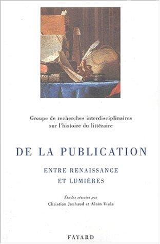 Tapa de De la publication