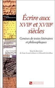 Tapa de Ecrire aux XVIIe et XVIIIe siècles