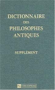 Tapa de Dictionnaire des philosophes antiques