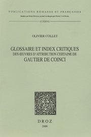 Tapa de Glossaire et index critiques des œuvres d'attribution certaine de Gautier de Coinci