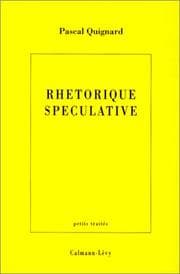 Tapa de Rhétorique spéculative