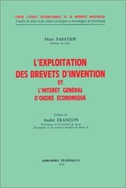 Tapa de L' exploitation des brevets d'invention et l'intérêt général d'ordre économique