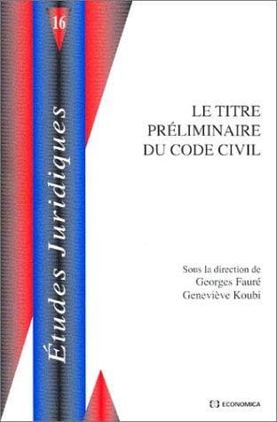 Tapa de Le titre préliminaire du Code civil