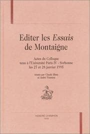 Tapa de Editer les Essais de Montaigne