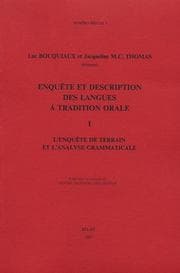 Tapa de Enquête et description des langues à tradition orale