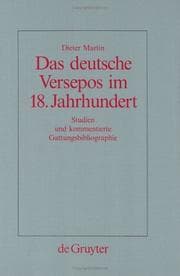 Tapa de Das deutsche Versepos im 18. Jahrhundert