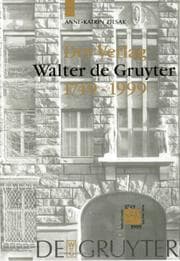 Tapa de Verlag Walter de Gruyter