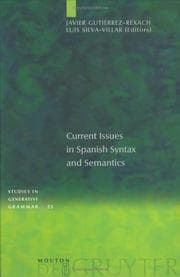 Tapa de Current issues in Spanish syntax and semantics