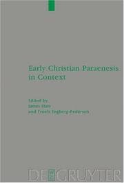 Tapa de Early Christian paraenesis in context