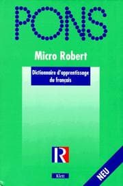 Tapa de PONS Le Robert Micro dictionnaire d'apprentissage de la langue francaise.