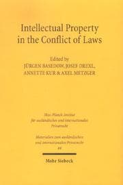 Tapa de Intellectual Property in the Conflict of Laws (Materialien Zum Aulandischen Und Internationalen Privatrecht)