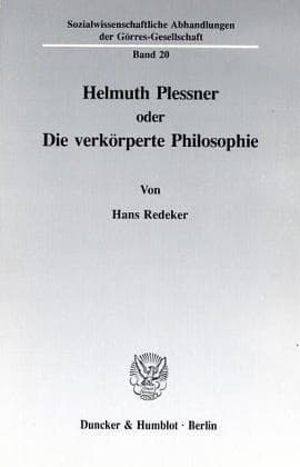 Tapa de Helmuth Plessner, oder, Die verkörperte Philosophie