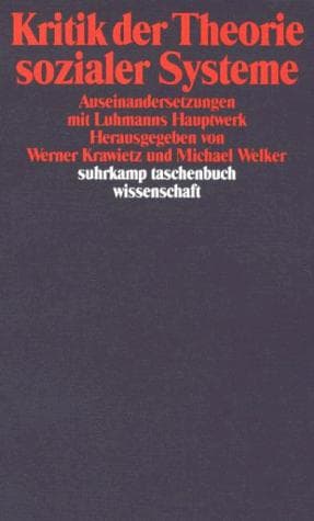 Tapa de Kritik der Theorie sozialer Systeme