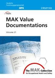 Tapa de The MAK-Collection for Occupational Health and Safety: Part I: MAK Value Documentations (The MAK-Collection for Occupational Health and Safety. Part I: MAK Value   Documentations (DFG))